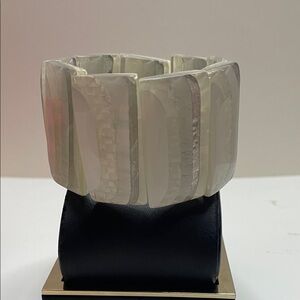 Mother of Pearl Inlay Resin Rectangular Stretch Bracelet